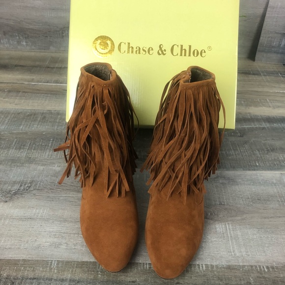 Chase & Chloe Carina Stiletto Fringe Ankle Boot - Picture 2 of 8